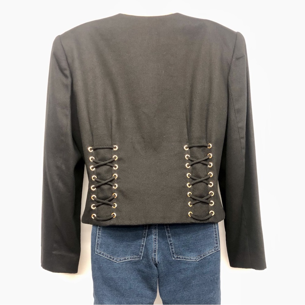 Scaasi Black Whimsygoth Y2k Corsett Lace Jacket - Picture 2 of 16